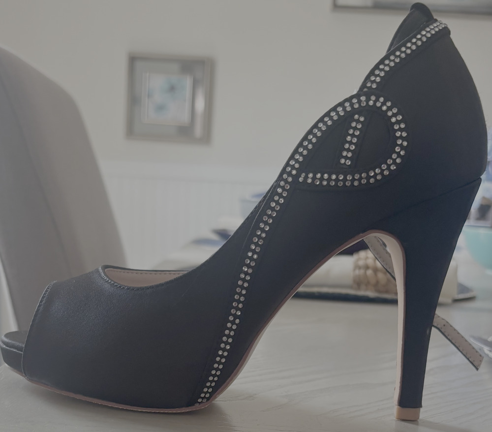 Women Peep Toe Side Open Rhinestones Comfortable Platform 9.5